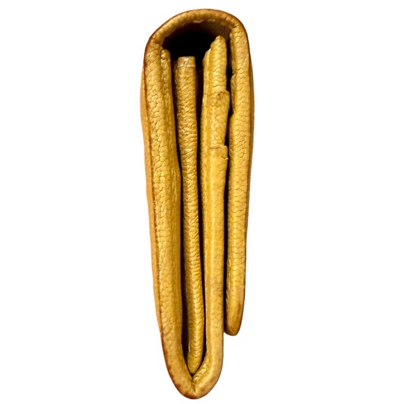 Jimmy Choo Star-Studded Metallic Pastel Yellow Long Flap Leather Wallet and COA - Picture 4 of 16